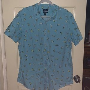 Banana Themed Slim Fit Short Sleeved Shirt